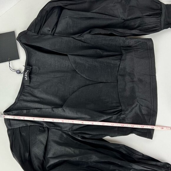 Nwt - Asos Design Naanaa Sweetheart Puff Sleeve Crop Top In Black. Size: 4 (Us) - Picture 10 of 16